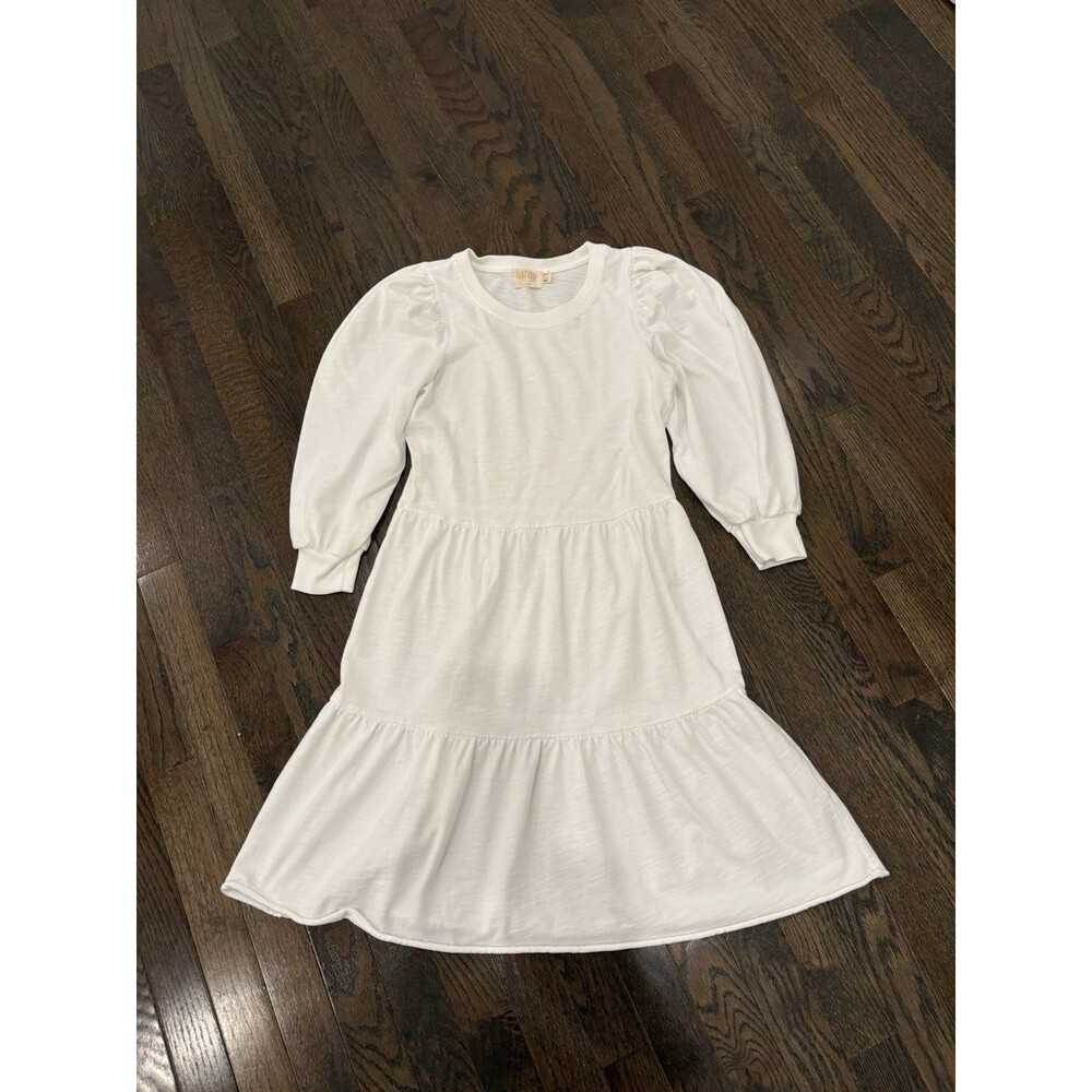Nation LTD Bettina Easy Peasant Dress in Optic White size xs Tiered